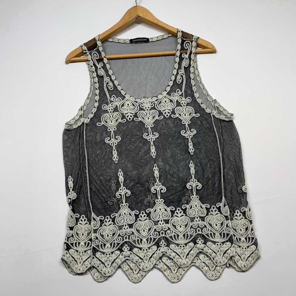 You Are Not Alone Womens Mesh Lace Floral Tank Top‎ Size S/M